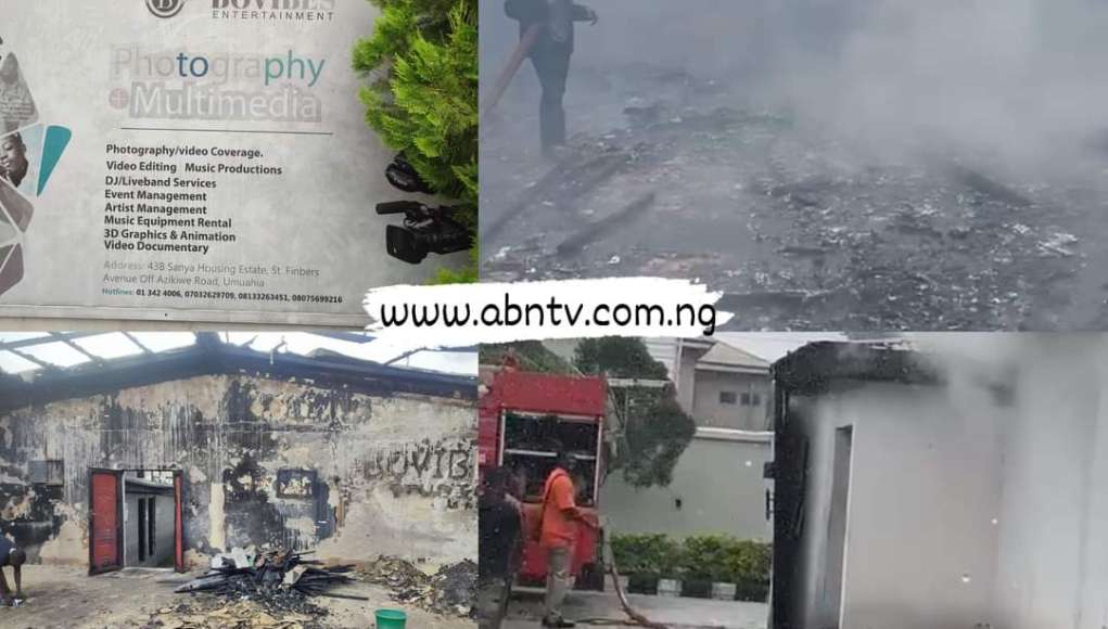 Property Worth Millions Of Naira Damaged As Fire Guts Bovibes Studio Umuahia (Photos + Video)