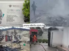 Property Worth Millions Of Naira Damaged As Fire Guts Bovibes Studio Umuahia (Photos + Video) Property Worth Millions Of Naira Damaged As Fire Guts Bovibes Studio Umuahia (Photos + Video)