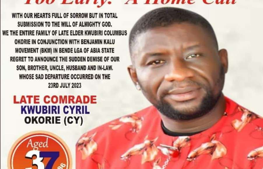 Deputy Speaker's Aide CY Set For Burial In Abia Community [SEE POSTER]