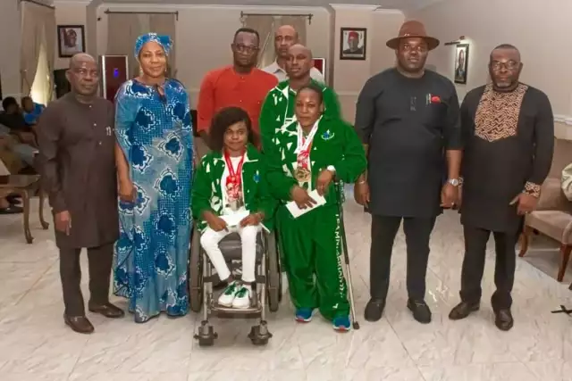 Gov. Otti Hosts Female Para-Power Lifters, Receives Commendation (Photos) Gov. Otti Hosts Female Para-Power Lifters, Receives Commendation (Photos)