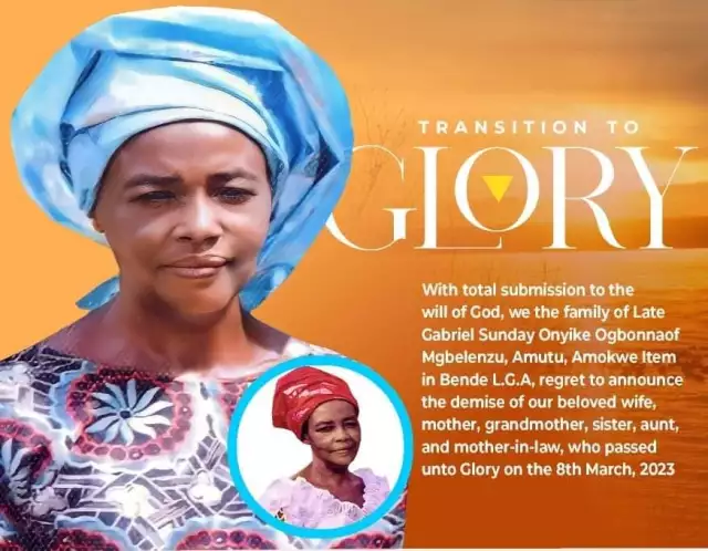 74-Year-Old Jane Ogbonna Set For Burial In Bende (See Poster)