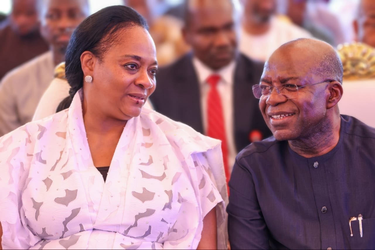 Gov Otti and Prof Arunma Oteh, former DG of SEC, at the funeral service for Prof Irukwu.