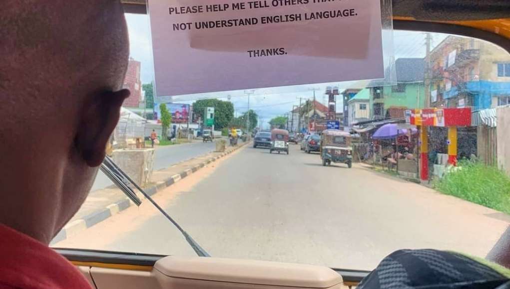Nigerians React As Deaf Abia Keke Rider Pasted Notice To Communicate Passengers
