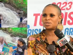 Mama Tourism, Onyekachi Urges Govt To Develop Arochukwu Waterfall (Photos, Video) Mama Tourism, Onyekachi Urges Govt To Develop Arochukwu Waterfall In Abia (Photos, Video)
