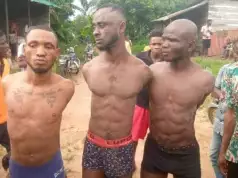 Abia Community Arrests 3 Men For Allegedly Stealing Battery From Communication Mast (Photos+Video)