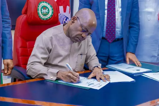 Gov. Otti Signs Policy To Coordinate Excavation, Destruction Of Underground Cables In Abia Gov. Otti Assents To Bill Establishing A Body To Oversee Development Of Aba