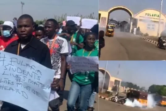 Police Fire Tear Gas As Nasarawa Varsity Students Protest Over Kidnap Of Colleagues Police Fire Tear Gas As Nasarawa Varsity Students Protest Over Kidnap Of Colleagues