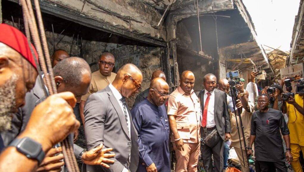 Gov. Otti Visits Scene Of Burnt Ahia Ohuru Market, Promises To Rebuild Structure