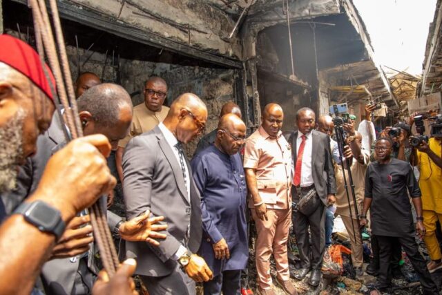 Gov. Otti Visits Scene Of Burnt Ahia Ohuru Market, Promises To Rebuild Structure Gov. Otti Visits Scene Of Burnt Ahia Ohuru Market, Promises To Rebuild Structure
