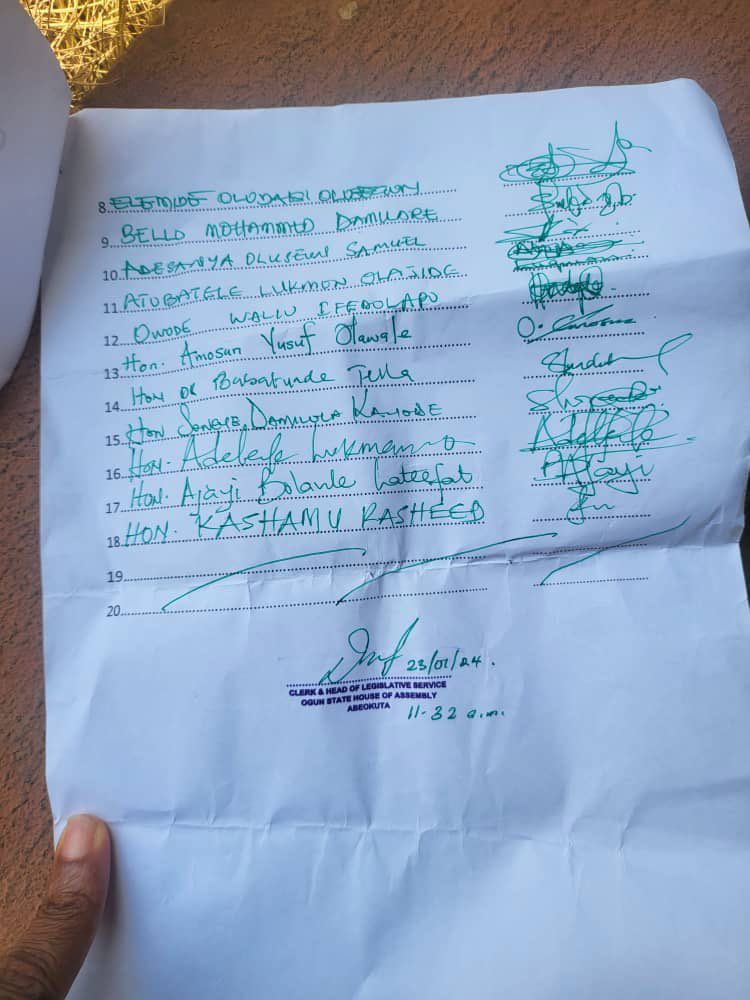 Legislative Coup In Ogun As 18 Members Impeach Speaker, Oluomo (VIDEO)