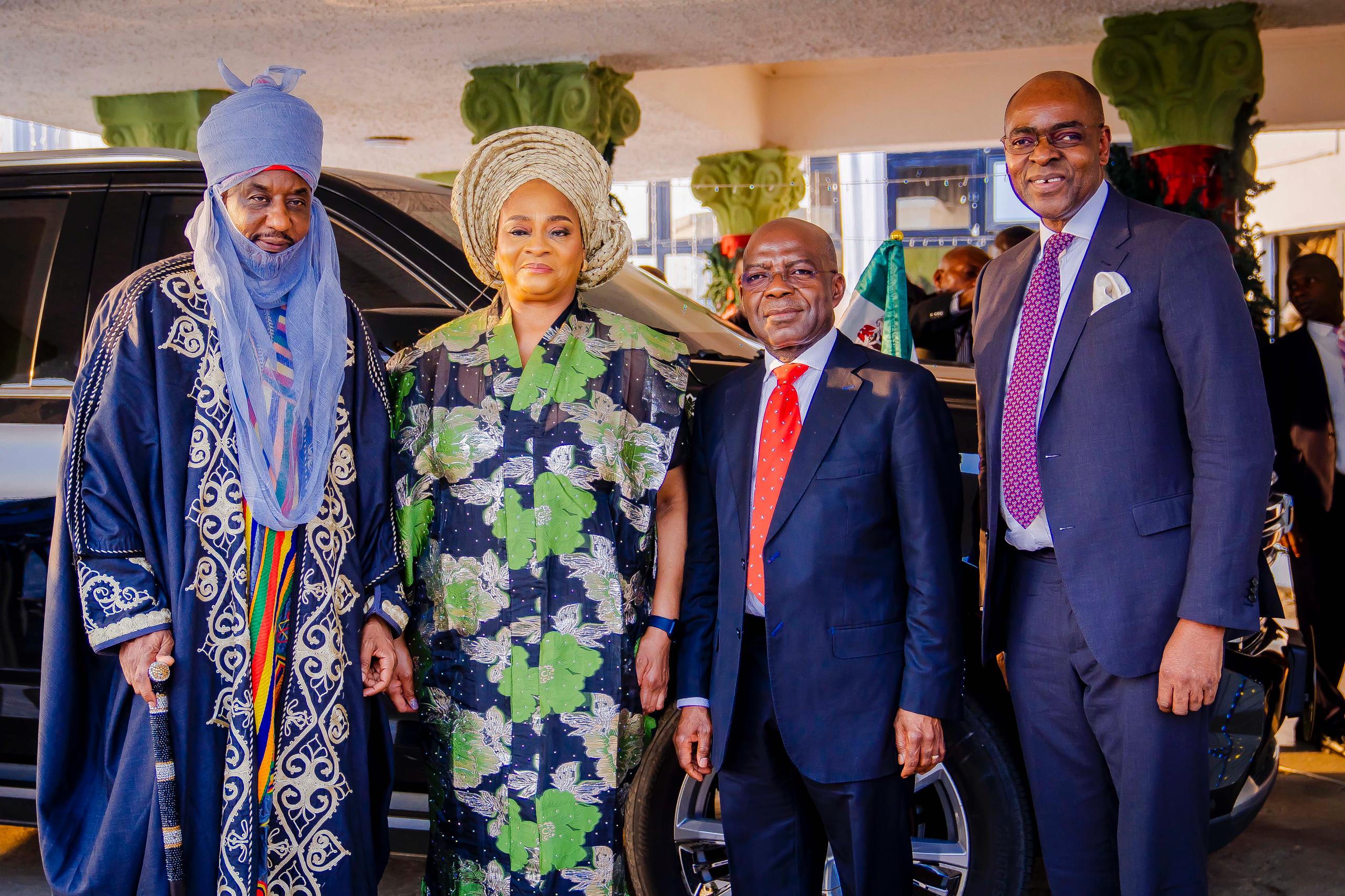 Governor Alex Otti with the Co-Chairmen of the Abia Global Economic Advisory Council. From left, former CBN Governor, Muhammad Sanusi; former Director General of Securities and Exchange Commission, Ms Arunma Oteh; and right, Mr. Bolaji Balogun, Chief Executive Officer of Chapel Hill Denham.