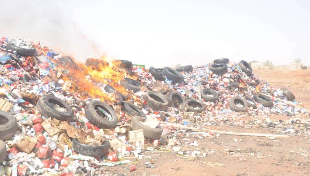 NAFDAC, Customs Set Ablaze Unregistered Products In Sokoto