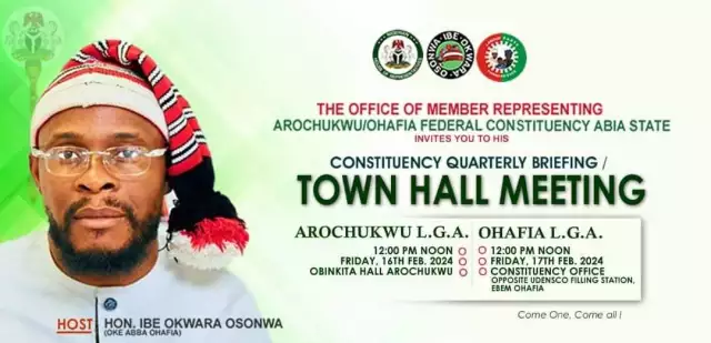 Hon. Ibe Okwara To Hold Quarterly Townhall Meeting Friday Hon. Ibe Okwara To Hold Quarterly Townhall Meeting Friday