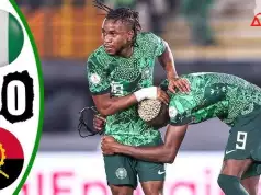Nigeria Super Eagles Soar Into AFCON Semi-finals, Beat Angola 1-0 Goalscorer Lookman and Osihmen celebrates during the q'finals game against Angola