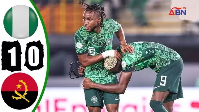 Nigeria Super Eagles Soar Into AFCON Semi-finals, Beat Angola 1-0 Goalscorer Lookman and Osihmen celebrates during the q'finals game against Angola