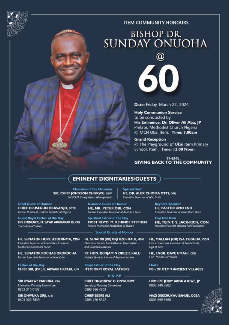 At 60: Our Homeland Not Only For Burial Sirens But Celebration Of The Living — Bishop Onuoha
