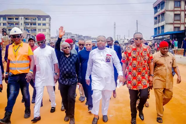 Gov. Otti, Former Abia Assembly Speakers Inspect Road Projects In Aba Gov. Otti, Former Abia Assembly Speakers Inspect Road Projects In Aba