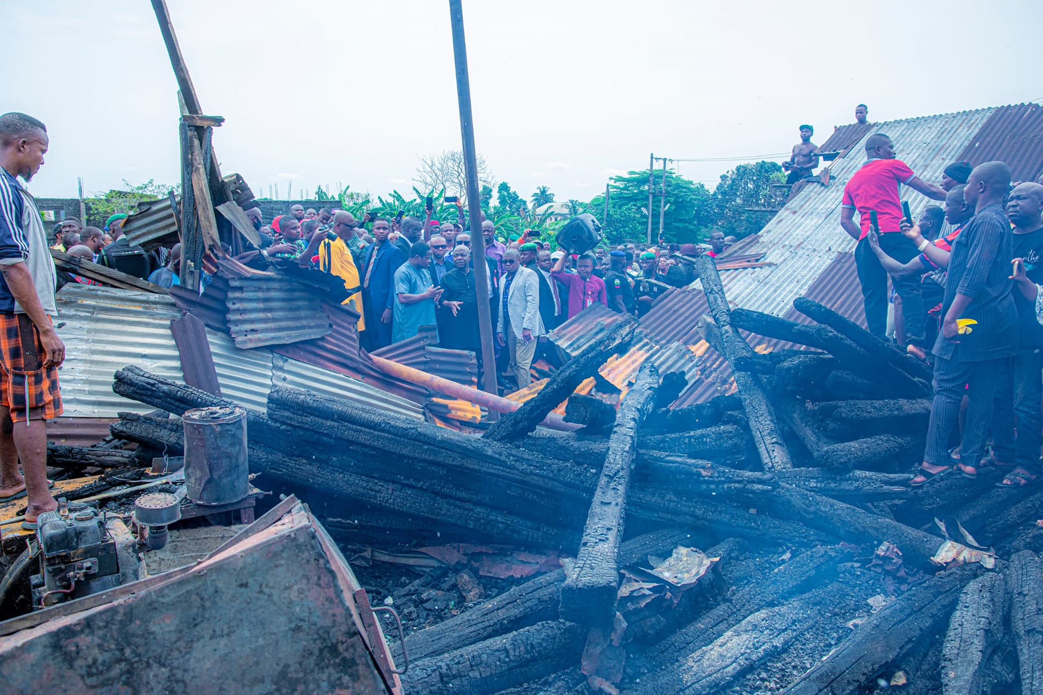 Gov. Otti Visit Scene Of Fire Incident In Ehere Market Aba, Vows To Forestall Incident