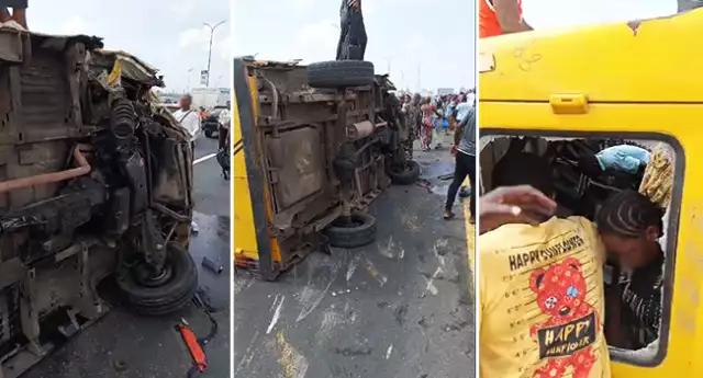 Two Persons Plunge Into Lagos Lagoon After Ghastly Accident At Third Mainland Bridge