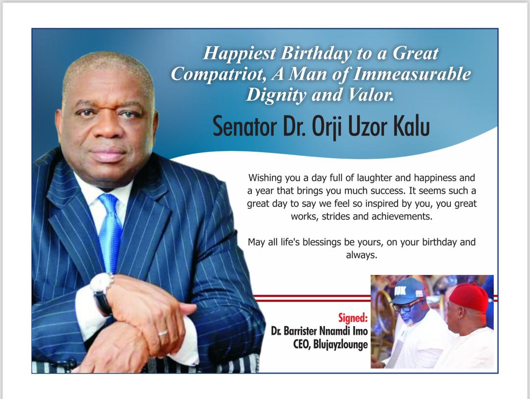 Canada Based Businessman, Nnamdi Imo Celebrates Sen. Kalu On 64th Birthday