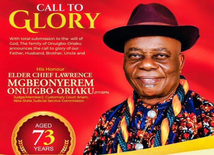 Chief Lawrence Onuigbo-Oriaku Set For Burial In Abia [See Poster]