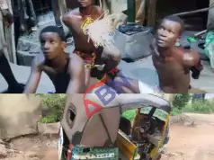 Suspected Robbers Nabbed In Umuahia After Their Tricycle Ran Out Of Fuel (Photos, Video) Suspected Robbers Nabbed In Umuahia After Their Tricycle Ran Out Of Fuel (PHOTOS)
