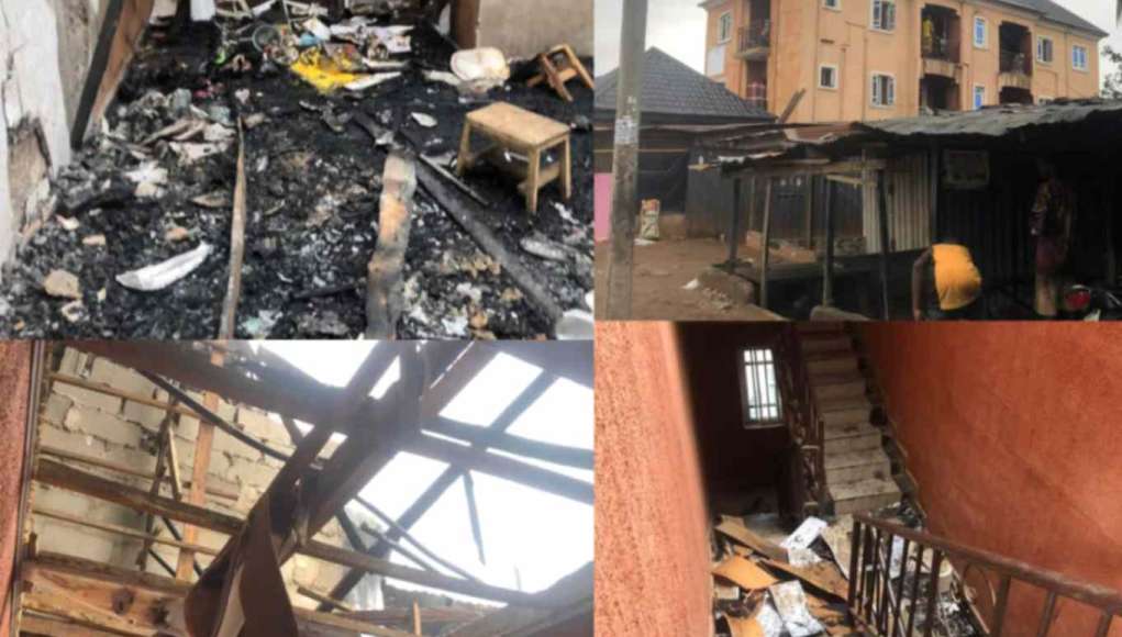 Family Whose Baby Vomited Nail Escapes From Fire Incident In Imo (Photos) 