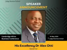 Gov. Otti Speaks At Cambridge University Conference In UK Gov. Otti Speaks At Cambridge University Conference In UK