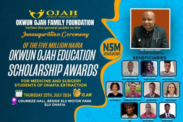 Okwun Ojah Family Foundation To Inaugurate N5m Scholarship Fund In Ohafia Okwun Ojah Family Foundation To Inaugurate N5m Scholarship Fund In Ohafia