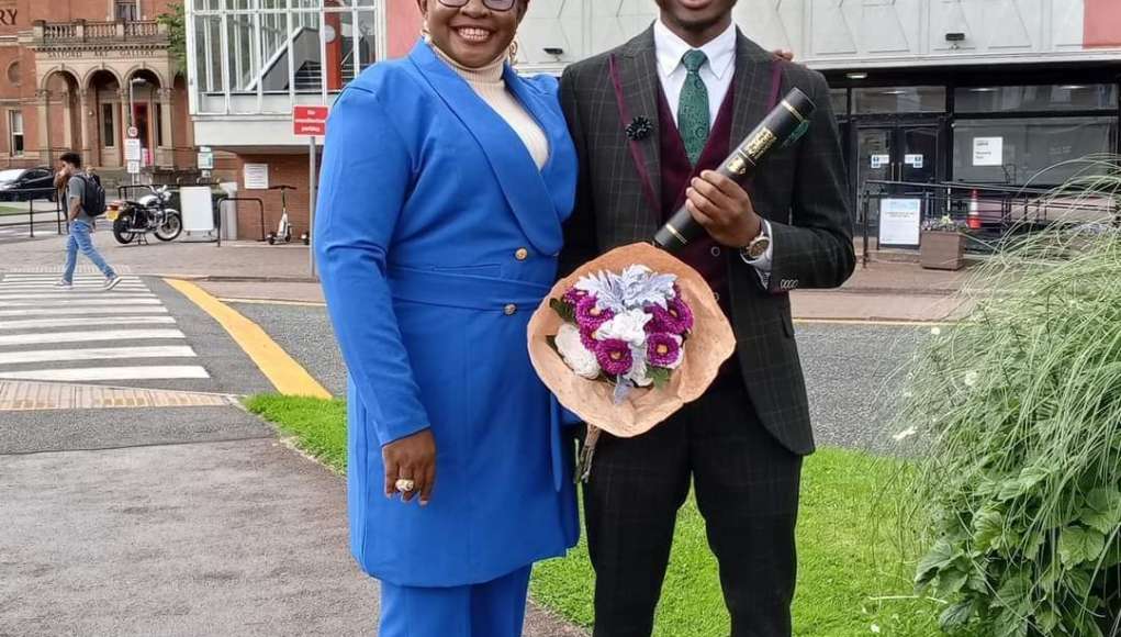 Nigerian Mother Overjoyed As Son Graduates With First Class Honors In Software Engineering From UK University (Photos)