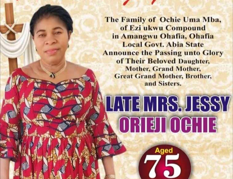 Late Mrs. Jessy Orieji Ochie Set For Burial August 30 In Ohafia (See Poster)