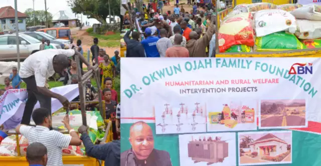 Hunger: Okwun Ojah Family Foundation Brings Hope To Ohafia Communities, Donates Bags Of Rice (Photos, Video) Hunger: Okwun Ojah Family Foundation Brings Hope To Ohafia Communities, Donates Bags Of Rice (Photos, Video)
