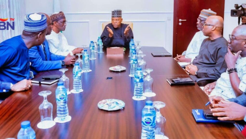 VP Shettima, met with the NSA, Nuhu Ribadu; Minister of State for Petroleum Resources (Oil), Senator Lokpobiri; GMD of NNPCL, Mele Kyari; and Executive Director, Distribution Systems, Storage, and Retailing Infrastructure, NMDPRA, Ogbugo Ukoha, at the Presidential Villa over the current petrol supply challenges. Photo: X/@stanleynkwocha_