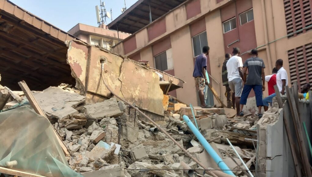 Panic As A Two-Storey Building Collapses In Lagos