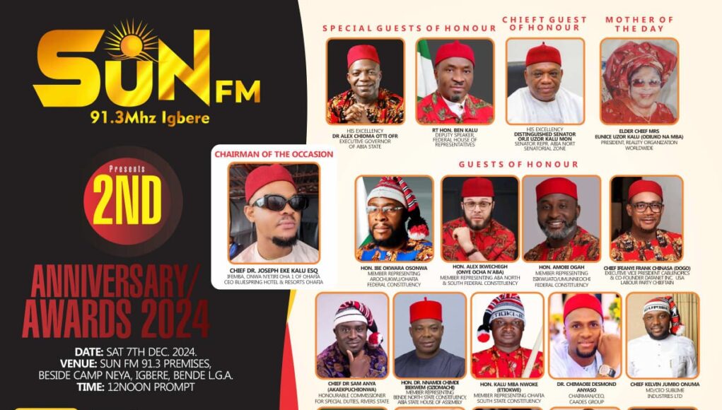 Sun FM 91.3 Igbere To Hold 2nd Anniversary And Awards December 7