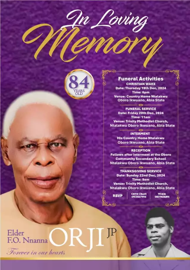 Elder F.O. Nnanna Orji JP To Be Laid To Rest In Ikwuano Elder F.O. Nnanna Orji JP To Be Laid To Rest In Ikwuano