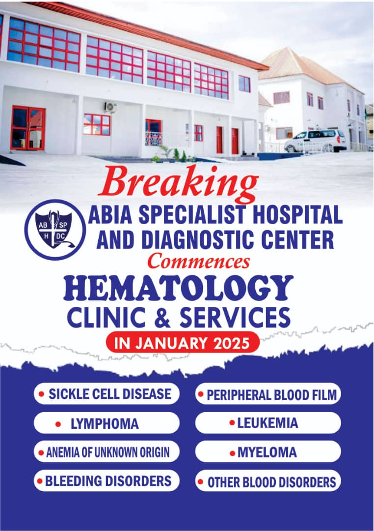 Abia Specialist Hospital To Open Hematology Clinic, Tackling Blood Disorders In 2025