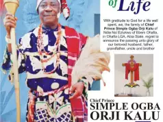 Chief Prince Simple Ogba Orji Kalu Laid to Rest In Ebem Ohafia Chief Prince Simple Ogba Orji Kalu Laid to Rest In Ebem Ohafia
