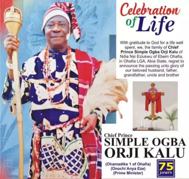Chief Prince Simple Ogba Orji Kalu Laid to Rest In Ebem Ohafia Chief Prince Simple Ogba Orji Kalu Laid to Rest In Ebem Ohafia