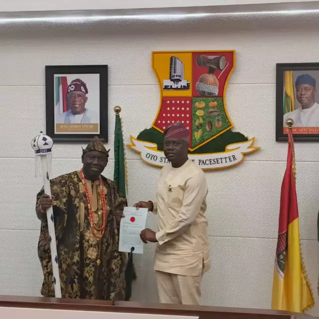 Makinde Presents Staff Of Office To New Alaafin Makinde Presents Staff Of Office To New Alaafin