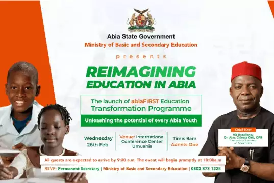 Abia Government Launches abiaFIRST Education Transformation Programme Abia Government Launches abiaFIRST Education Transformation Programme