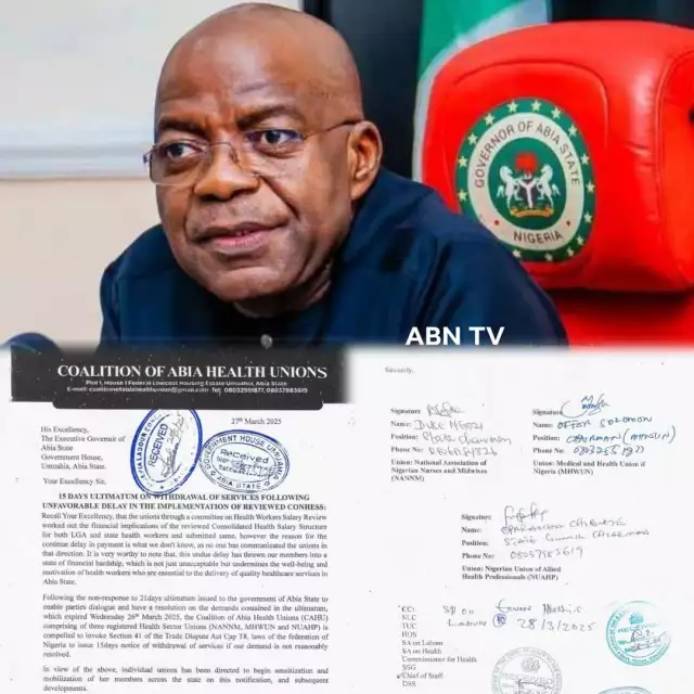 Abia Health Workers Issue 15-Day Ultimatum Over Unpaid Salary Review Abia Health Workers Issue 15-Day Ultimatum Over Unpaid Salary Review