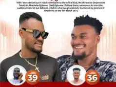 Tears As Two Brothers K!lled By Gunmen In Ohaji-Egbema Set For Burial April 19 (See Poster) Tears As Two Brothers K!lled By Gunmen In Ohaji-Egbema Set For Burial April 19 (See Poster)