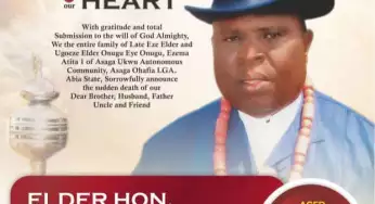 Elder Prince Ndubuisi Onugu Set For Final Journey In Asaga Ohafia [See Poster]