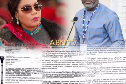 Abia Reps Tribunal: Facts Emerge On Onyejeocha’s Alleged Use Of Fake INEC Results As Hon. Ogah Seeks INEC’s Action Abia Reps Tribunal: Facts Emerge On Onyejeocha’s Alleged Use Of Fake INEC Results As Hon. Ogah Seeks INEC’s Action