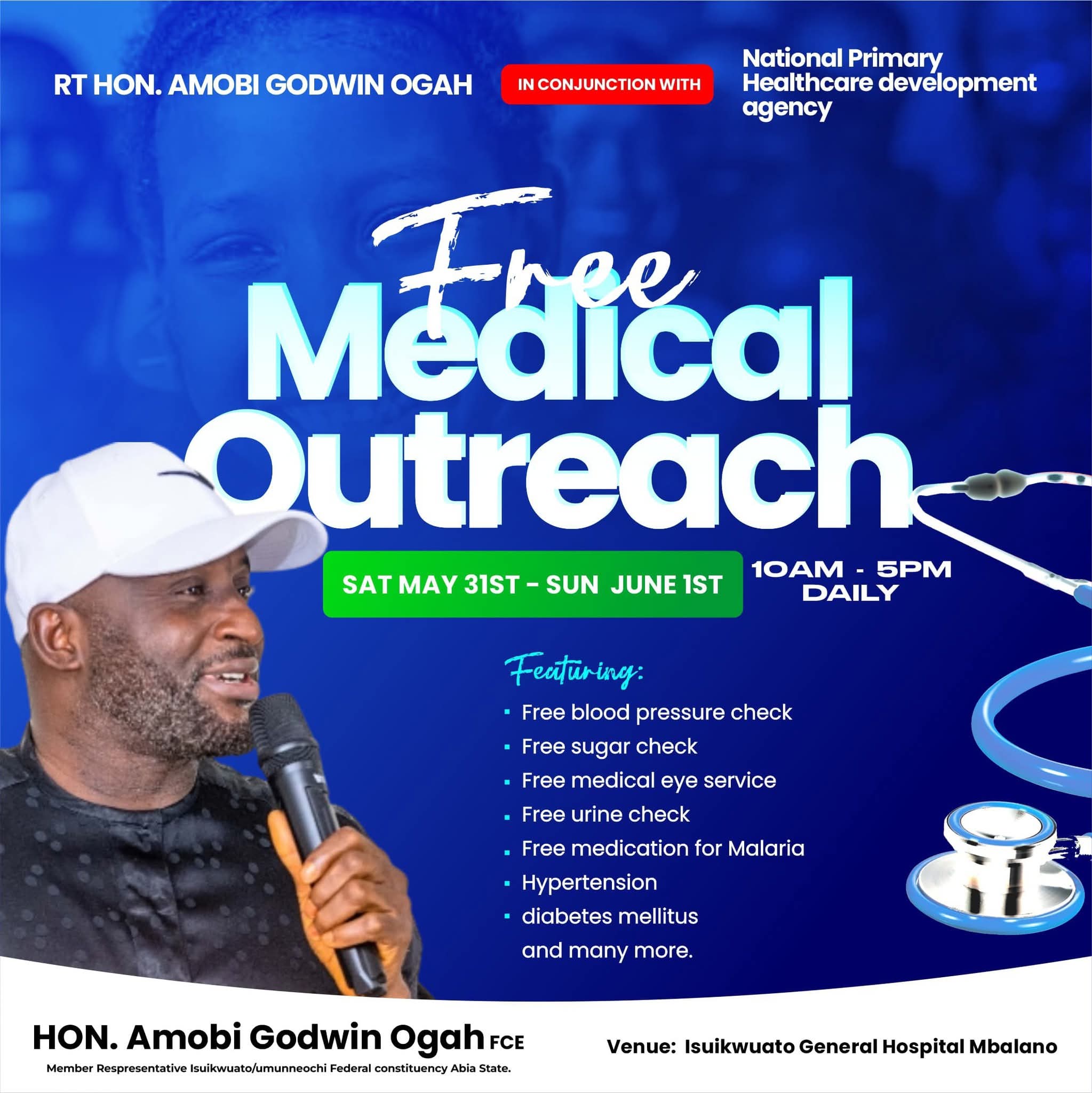 Hon. Amobi Ogah Flags Off 2-Day Free Medical Outreach In Isuikwuato [See Dates]