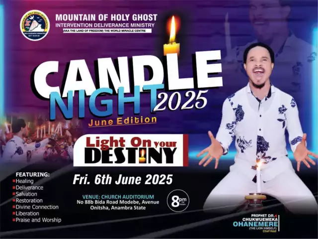 Prophet Odumeje Declares End To Satanic Storms, Invites All To June Candle Night Of Power Prophet Odumeje Declares End To Satanic Storms, Invites All To June Candle Night Of Power