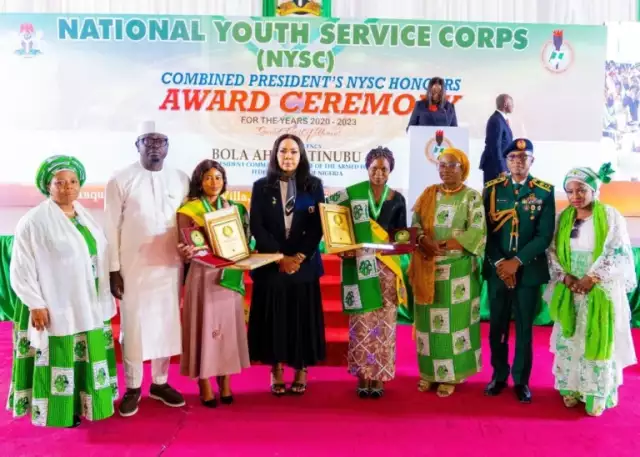 Tinubu Offers Jobs, N250K, PG Scholarships To 200 NYSC Honourees Tinubu Offers Jobs, N250K, PG Scholarships To 200 NYSC Honourees