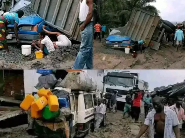 Tragedy On Calabar-Itu Road As 40-Foot Container Crushes 16-Seater Bus (Photos) Tragedy On Calabar-Itu Road As 40-Foot Container Crushes 16-Seater Bus (Photos)