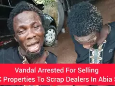 Vandal Arrested For Selling EEDC Properties To Scrap Dealers In Abia (Photos + Video) Vandal Arrested For Selling EEDC Properties To Scrap Dealers In Abia (Photos + Video)